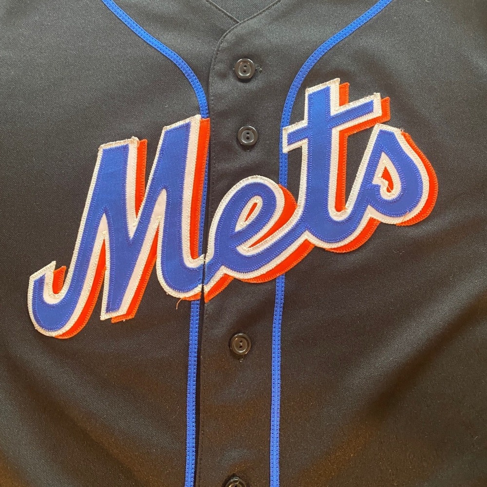 Majestic NY Mets Baseball Jersey Mens Black Button Front MLB Made in USA Vintage - Picture 4 of 7